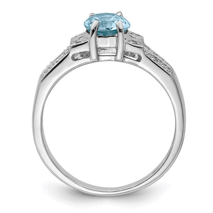 Sterlingsilber Rhodium Licht Schweizer Blautopas & Diamant Ring