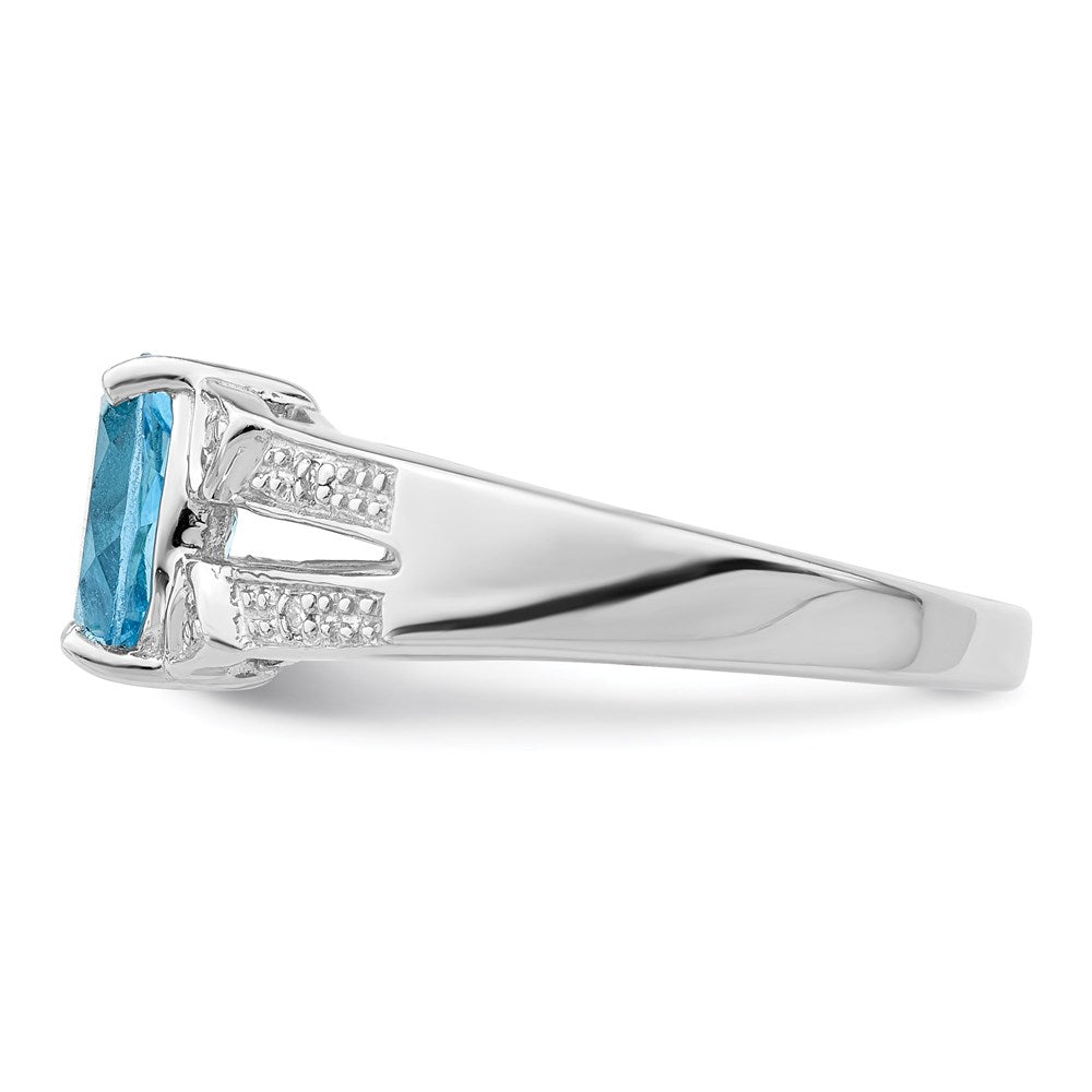 Sterlingsilber Rhodium Licht Schweizer Blautopas & Diamant Ring