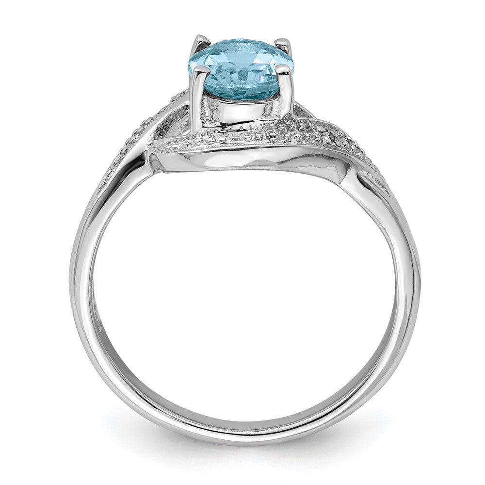 Sterlingsilber Rhodium Licht Schweizer Blautopas & Diamant Ring