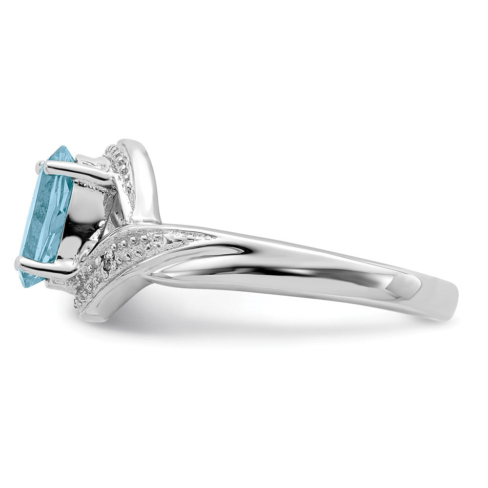 Sterlingsilber Rhodium Schweizer Blautopas & Diamant Ring