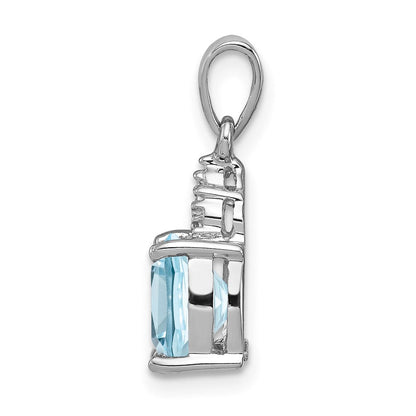 Sterlingsilber Rhodium Lt Schweizer Blautopas & Diamant Anhänger