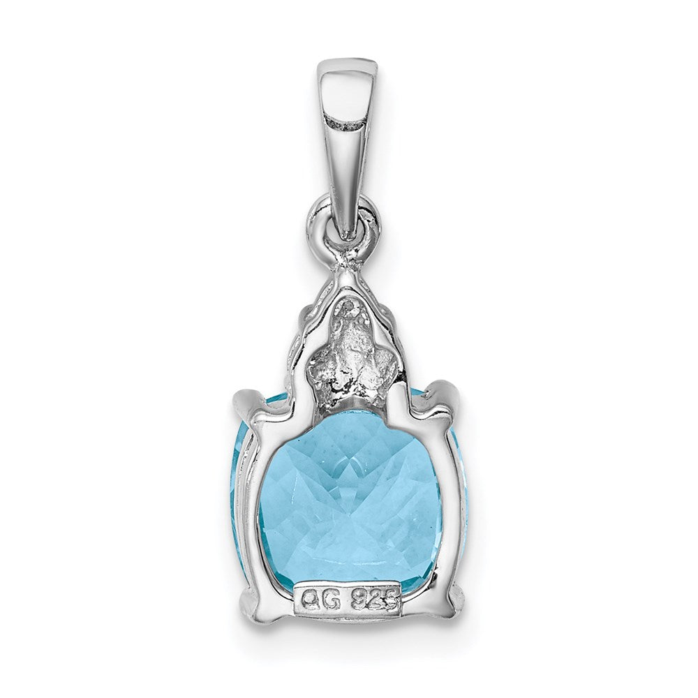 Sterlingsilber Rhodium Lt Schweizer Blautopas & Diamant Anhänger