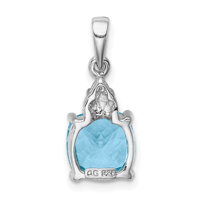 Sterlingsilber Rhodium Lt Schweizer Blautopas & Diamant Anhänger