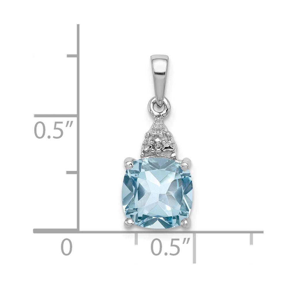 Sterlingsilber Rhodium Lt Schweizer Blautopas & Diamant Anhänger