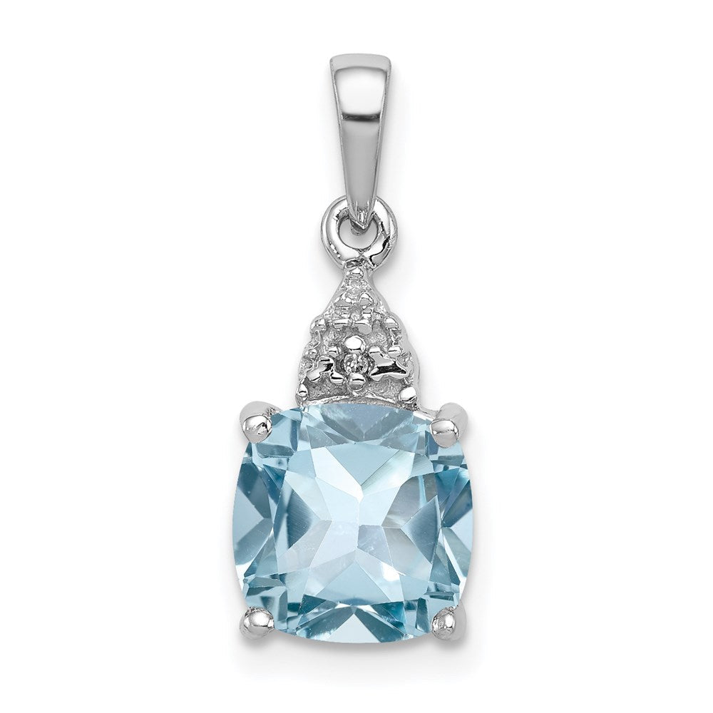 Sterlingsilber Rhodium Lt Schweizer Blautopas & Diamant Anhänger