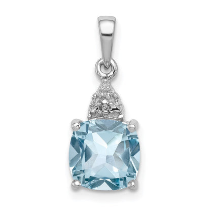 Sterlingsilber Rhodium Lt Schweizer Blautopas & Diamant Anhänger