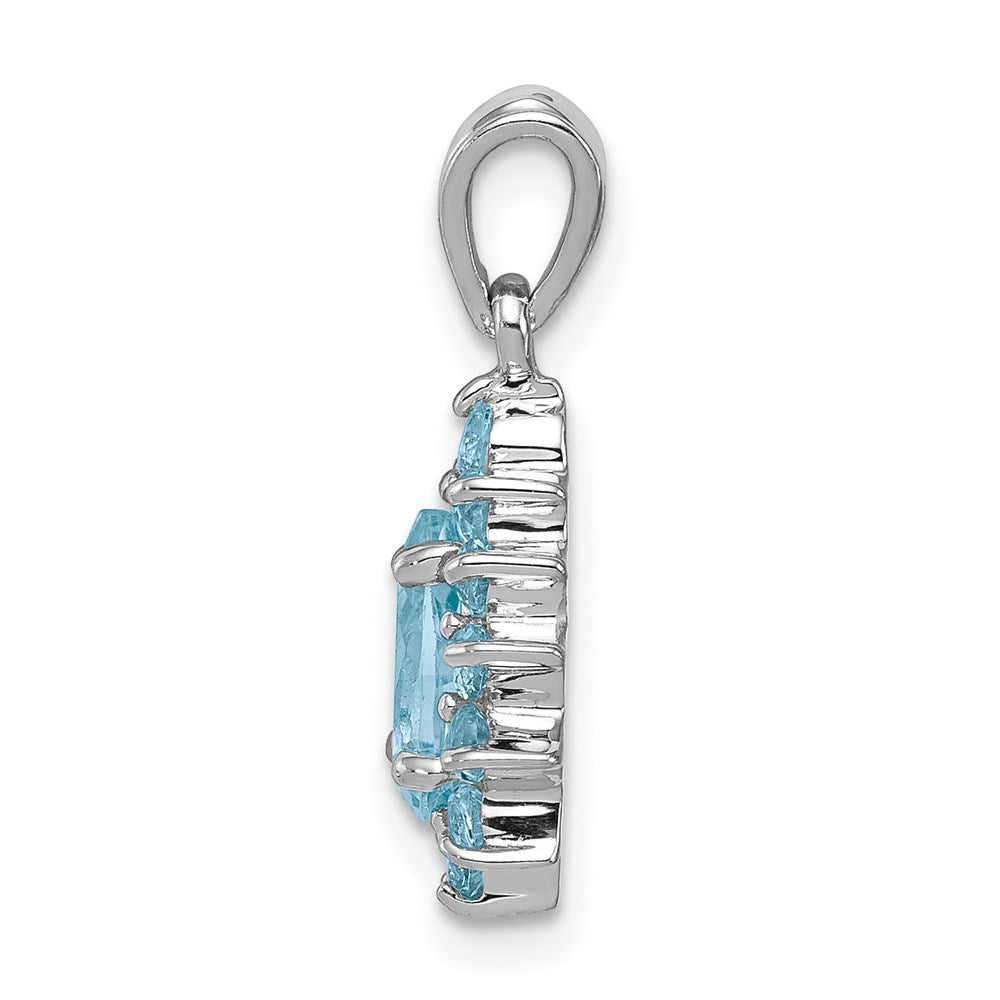 Sterlingsilber Rhodiniert Licht Schweizer Blautopas Tropfen-shaped Anhänger