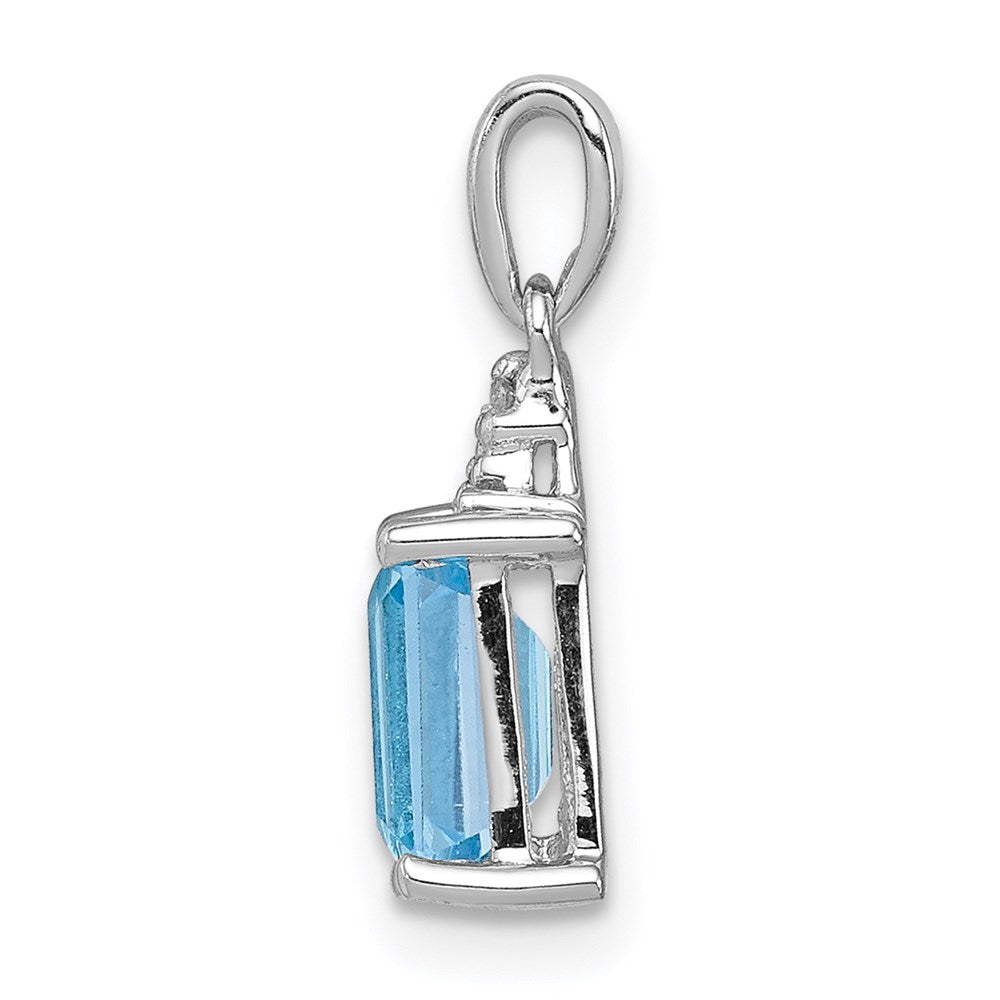 Sterlingsilber Rhodiniert Licht Schweizer Blautopas & Diamant Anhänger