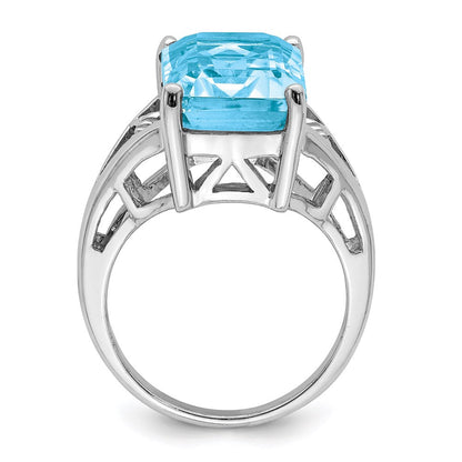Sterlingsilber Rhodium Licht Schweizer Blautopas Ring