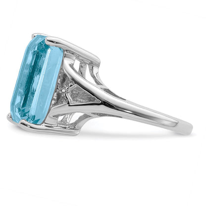 Sterlingsilber Rhodium Licht Schweizer Blautopas Ring