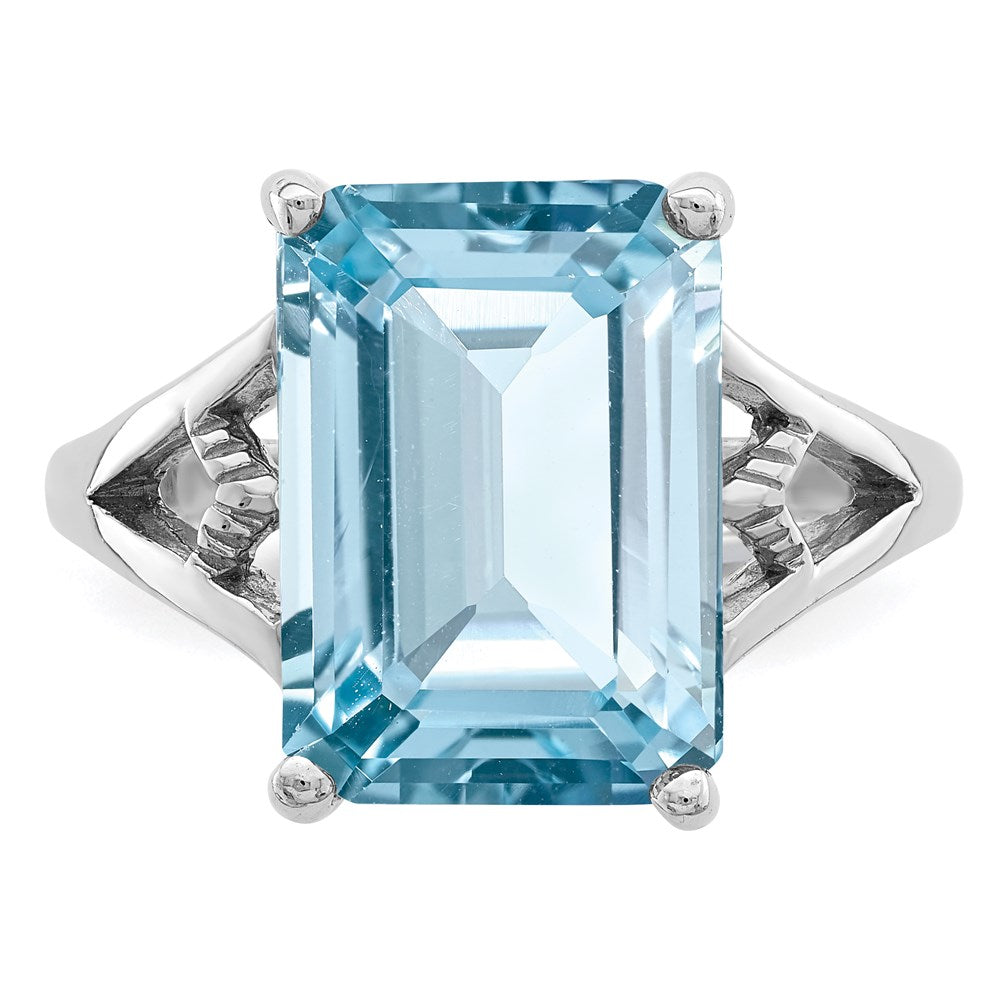 Sterlingsilber Rhodium Licht Schweizer Blautopas Ring