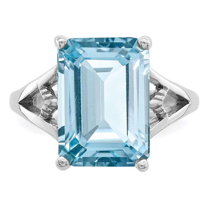 Sterlingsilber Rhodium Licht Schweizer Blautopas Ring