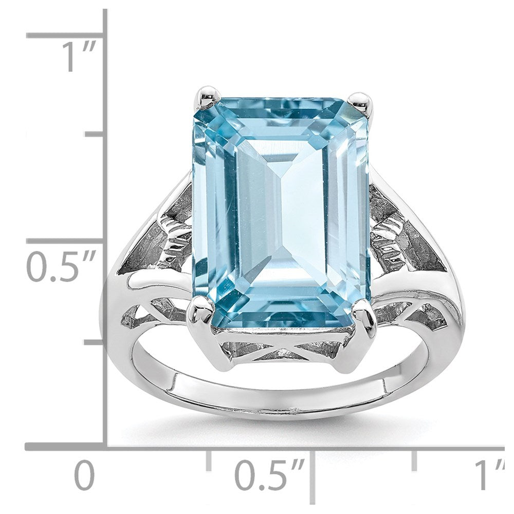Sterlingsilber Rhodium Licht Schweizer Blautopas Ring