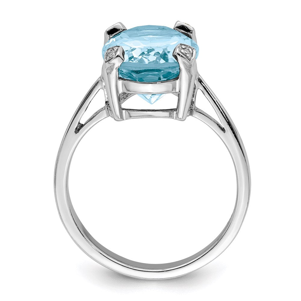 Sterlingsilber Rhodium Licht Schweizer Blautopas Diamant Ring