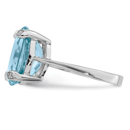 Sterlingsilber Rhodium Licht Schweizer Blautopas Diamant Ring
