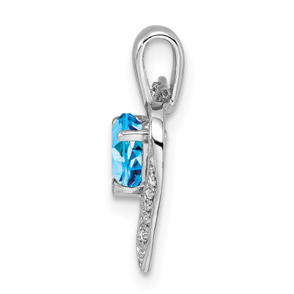 Sterlingsilber Rhodium Herz Schweizer Blautopas & Diamant Anhänger