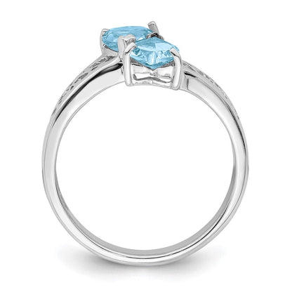 Sterlingsilber Rhodium Licht Schweizer Blautopas Herz Ring