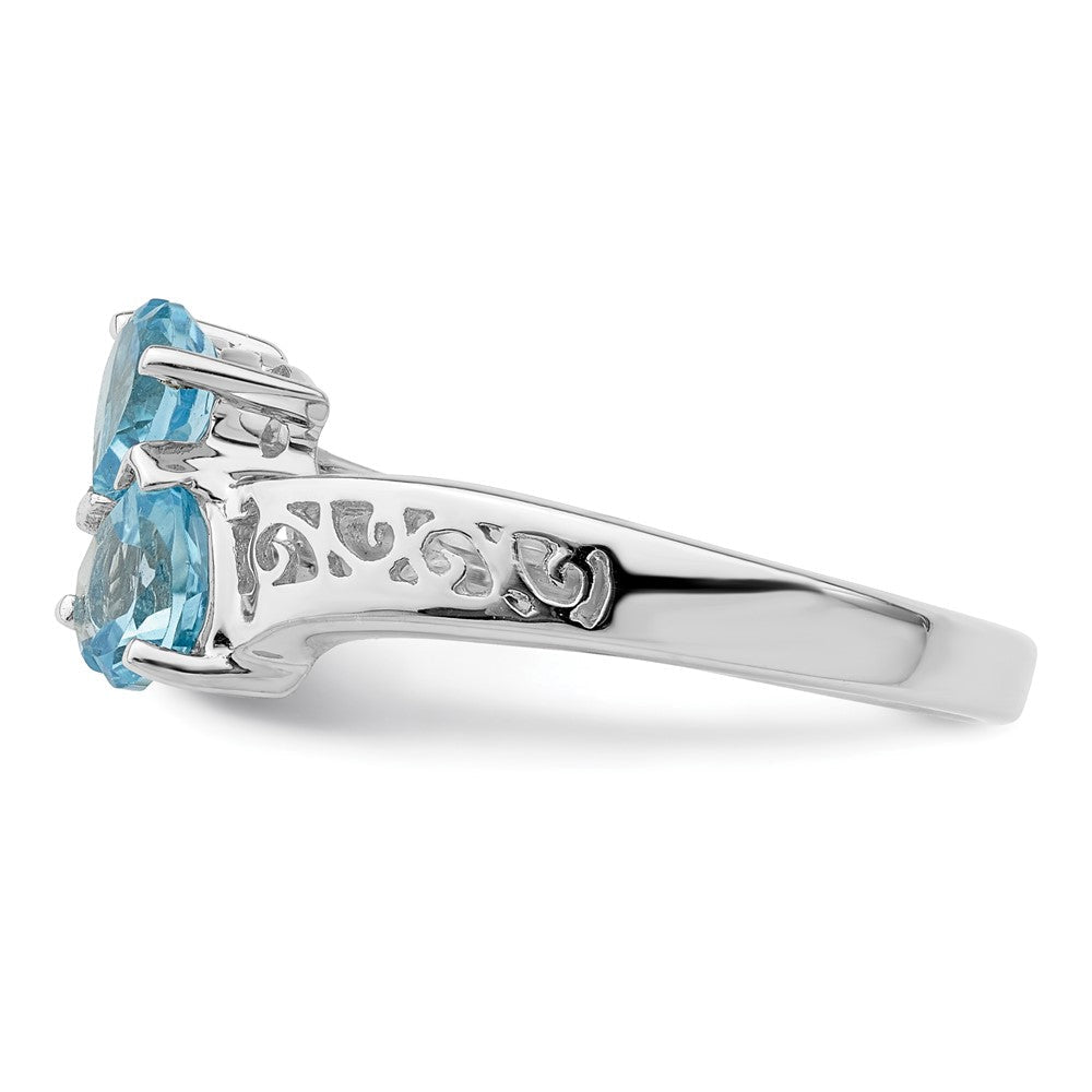 Sterlingsilber Rhodium Licht Schweizer Blautopas Herz Ring