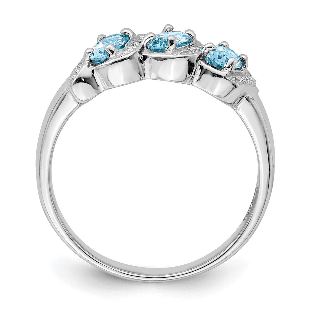 Sterlingsilber Rhodium Licht Schweizer Blautopas & Diamant Ring