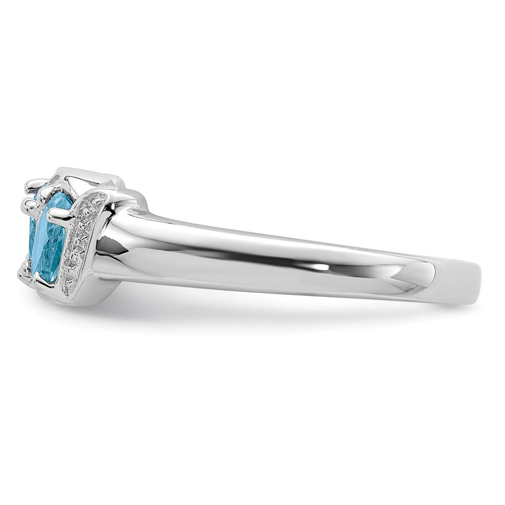 Sterlingsilber Rhodium Licht Schweizer Blautopas & Diamant Ring