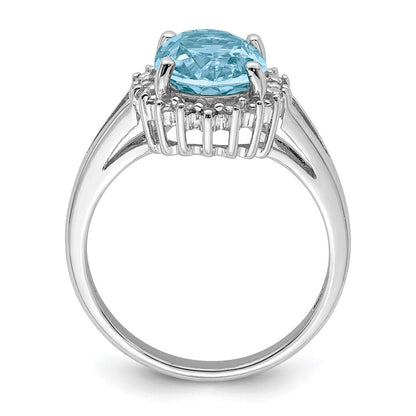 Sterlingsilber Rhodium Schweizer Blautopas & Diamant Ring