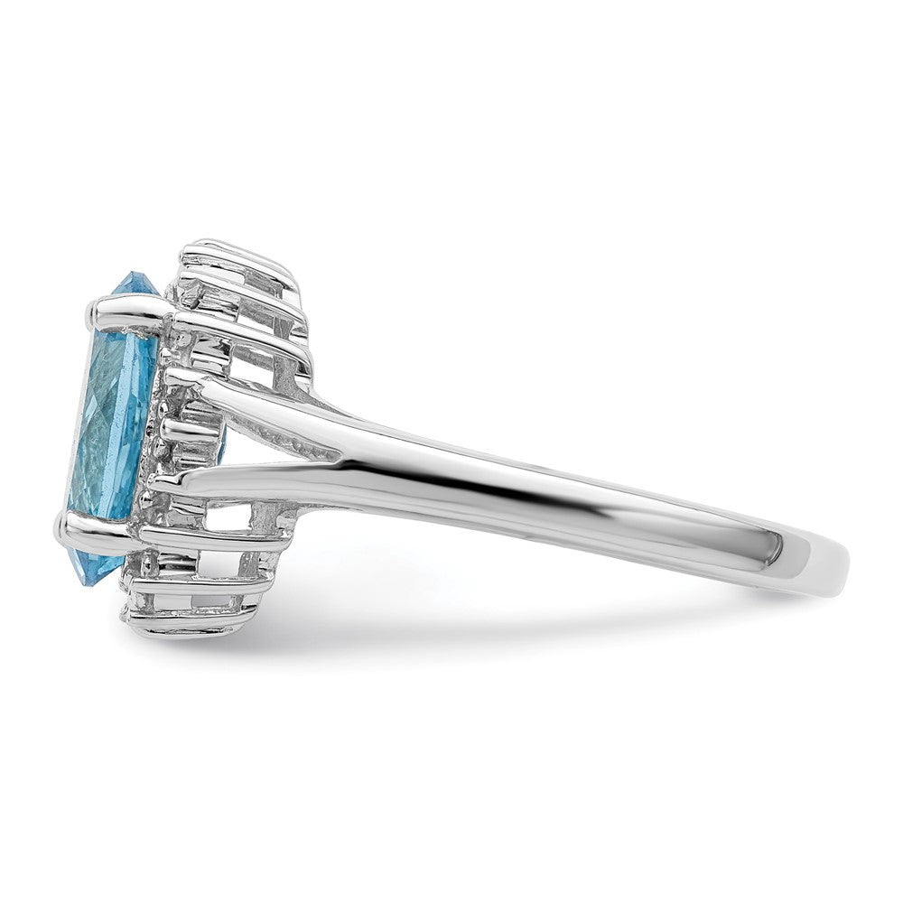 Sterlingsilber Rhodium Licht Schweizer Blautopas & Diamant Ring