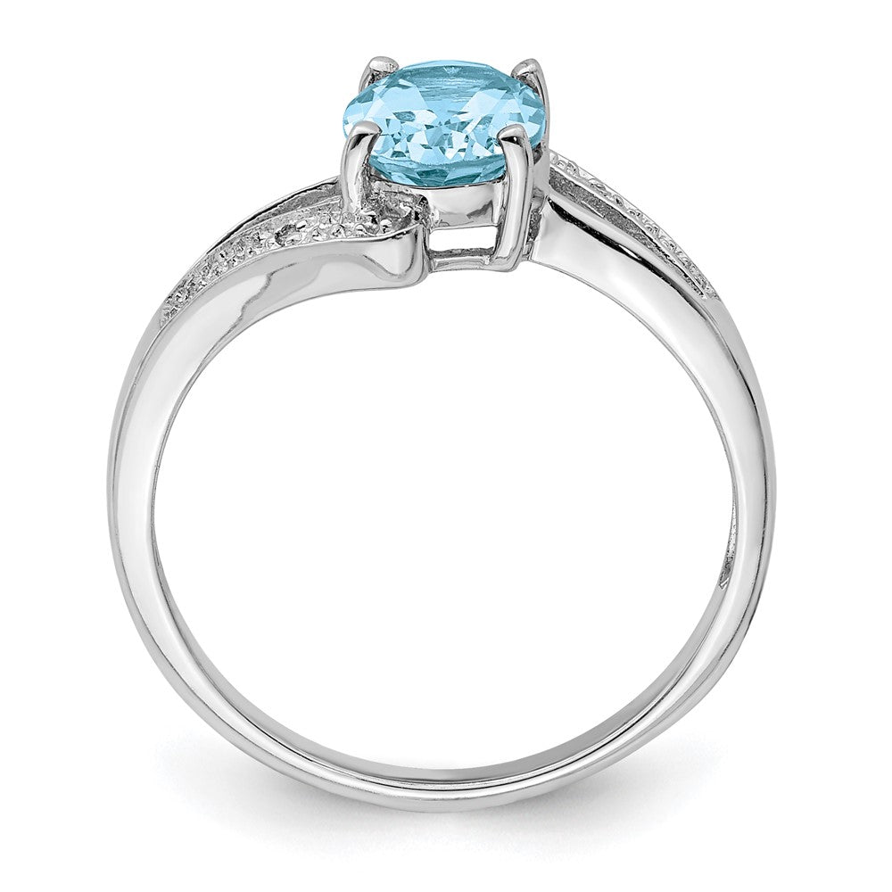 Sterlingsilber Rhodium Licht Schweizer Blautopas & Diamant Ring