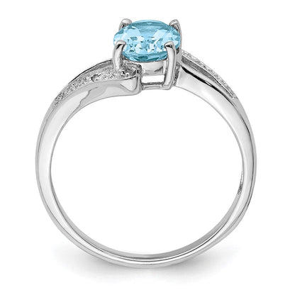 Sterlingsilber Rhodium Licht Schweizer Blautopas & Diamant Ring