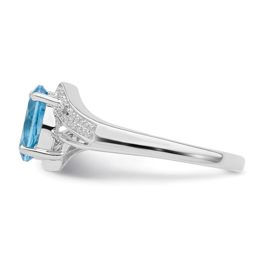 Sterlingsilber Rhodium Licht Schweizer Blautopas & Diamant Ring