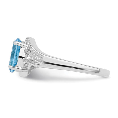 Sterlingsilber Rhodium Licht Schweizer Blautopas & Diamant Ring