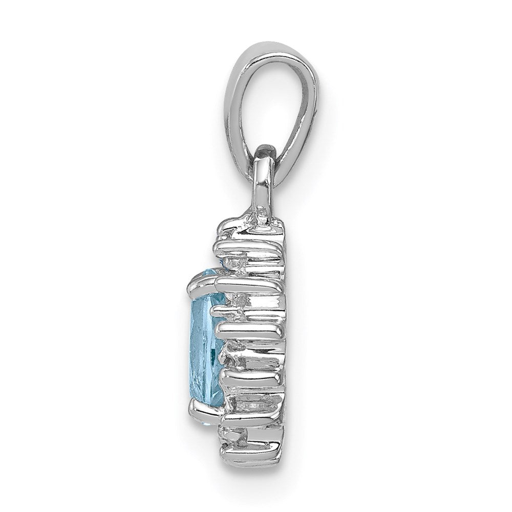 Sterlingsilber Rhodium Licht Schweizer Blautopas & Diamant Anhänger