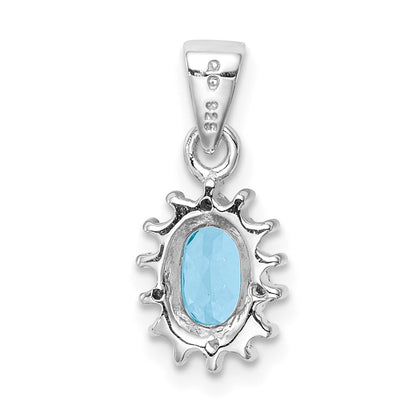Sterlingsilber Rhodium Licht Schweizer Blautopas & Diamant Anhänger