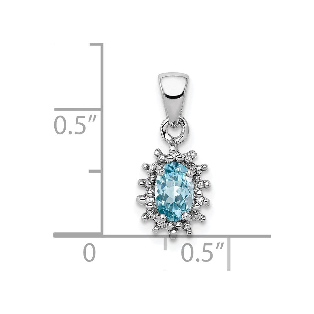 Sterlingsilber Rhodium Licht Schweizer Blautopas & Diamant Anhänger