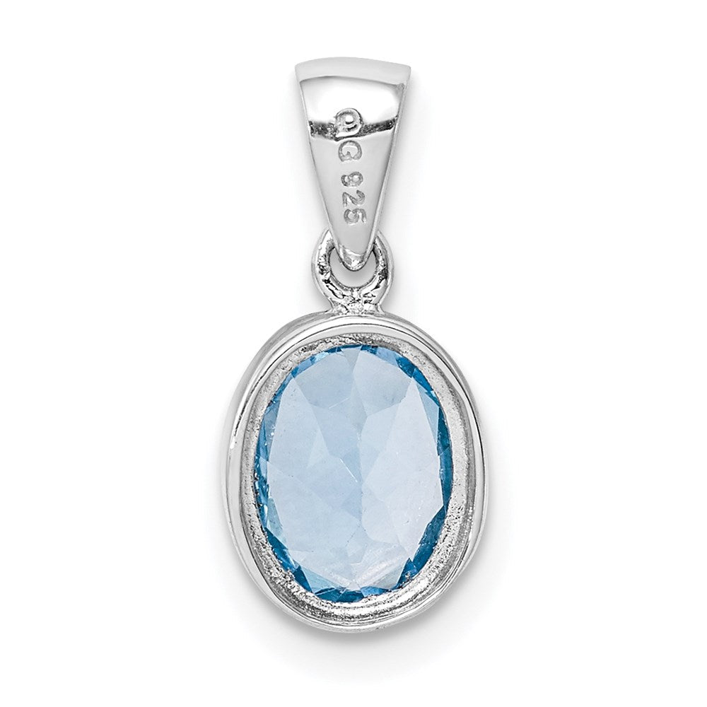 Sterlingsilber Rhodium Licht Schweizer Blautopas Anhänger