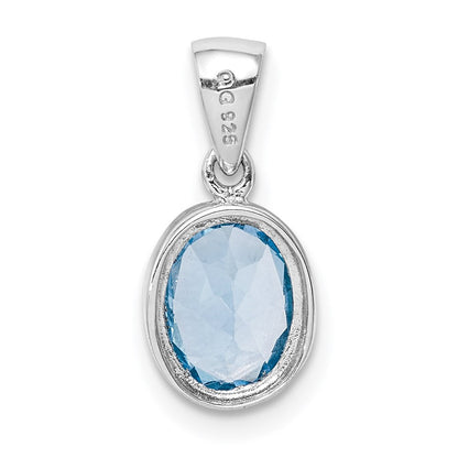 Sterlingsilber Rhodium Licht Schweizer Blautopas Anhänger