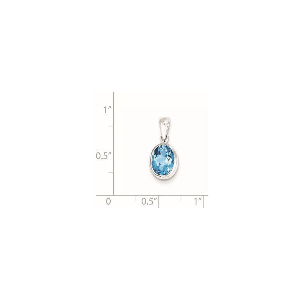 Sterlingsilber Rhodium Licht Schweizer Blautopas Anhänger