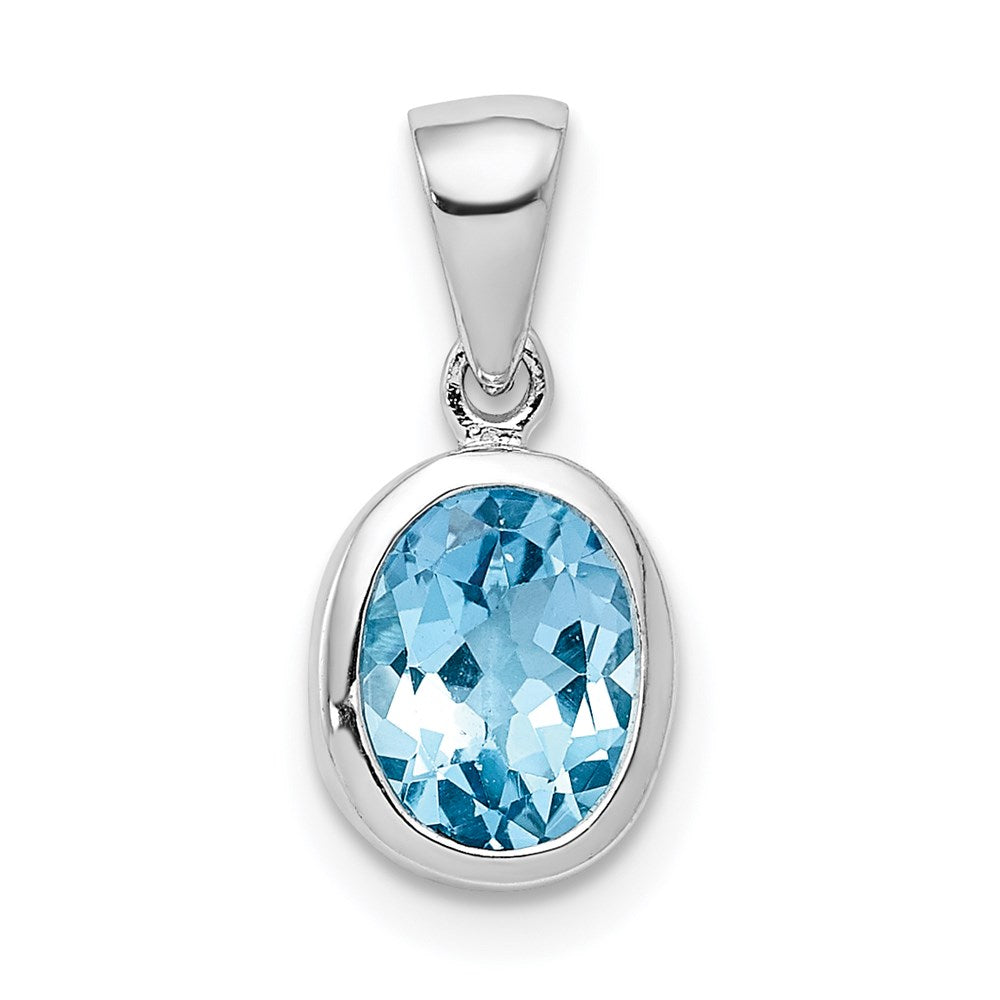 Sterlingsilber Rhodium Licht Schweizer Blautopas Anhänger