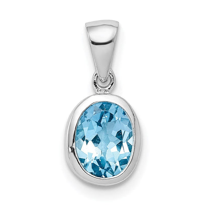 Sterlingsilber Rhodium Licht Schweizer Blautopas Anhänger