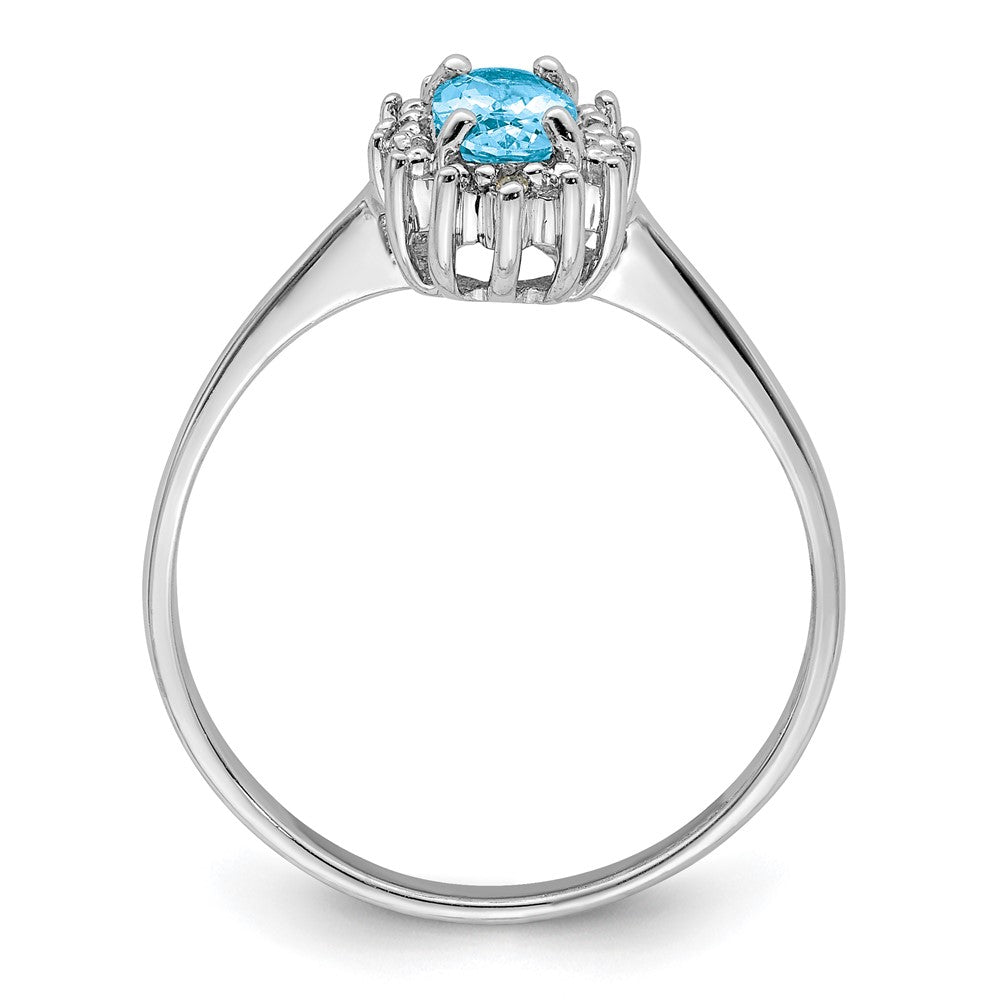 Sterlingsilber Rhodium Schweizer Blautopas Diamant Ring