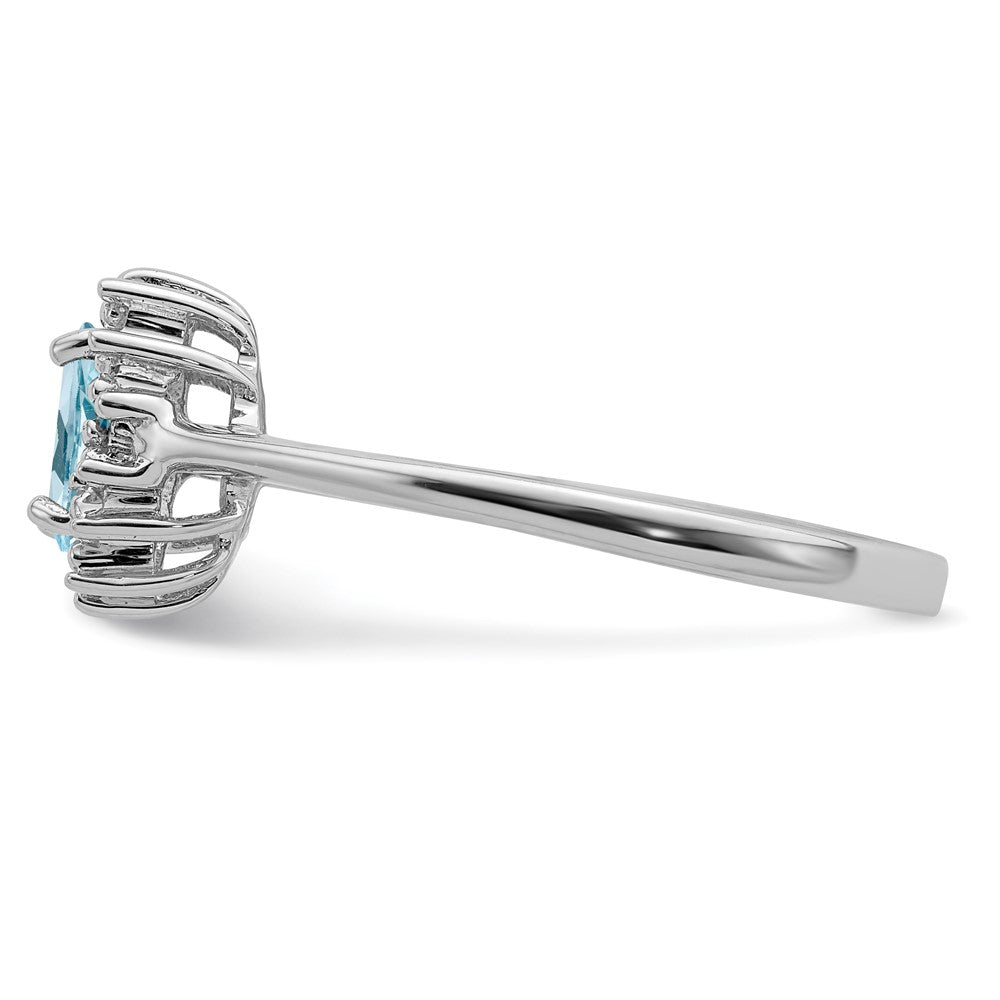 Sterlingsilber Rhodium Licht Schweizer Blautopas Diamant Ring