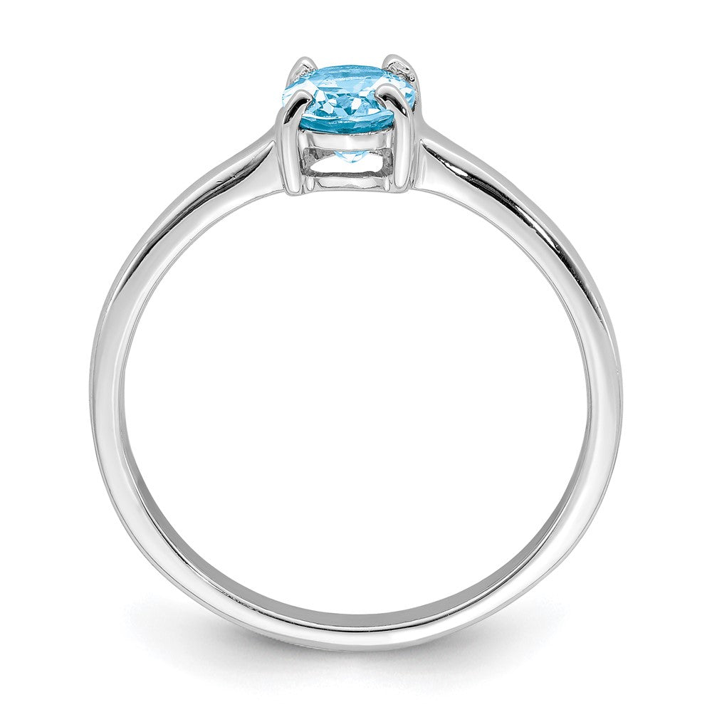 Sterlingsilber Rhodium Licht Schweizer Blautopas Ring