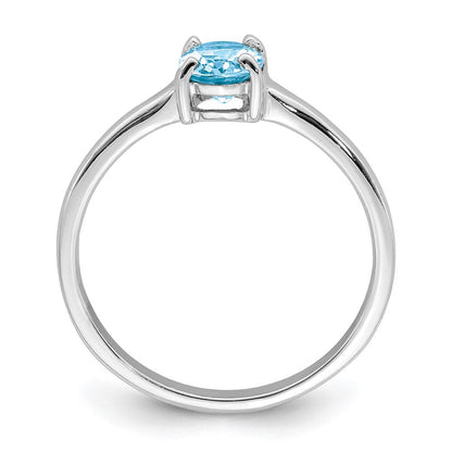 Sterlingsilber Rhodium Licht Schweizer Blautopas Ring