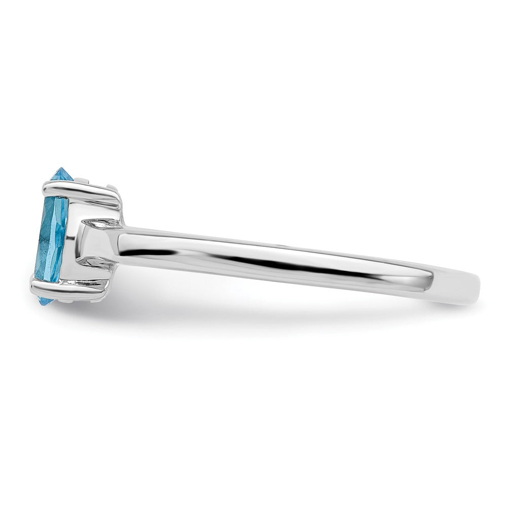 Sterlingsilber Rhodium Licht Schweizer Blautopas Ring