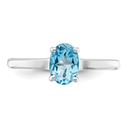 Sterlingsilber Rhodium Licht Schweizer Blautopas Ring