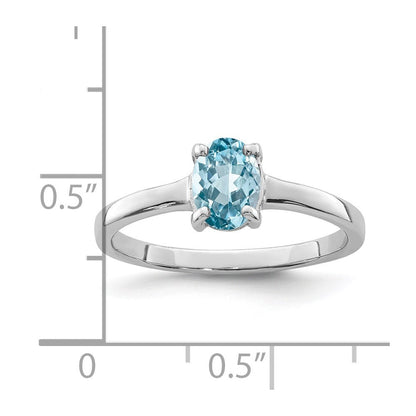 Sterlingsilber Rhodium Licht Schweizer Blautopas Ring
