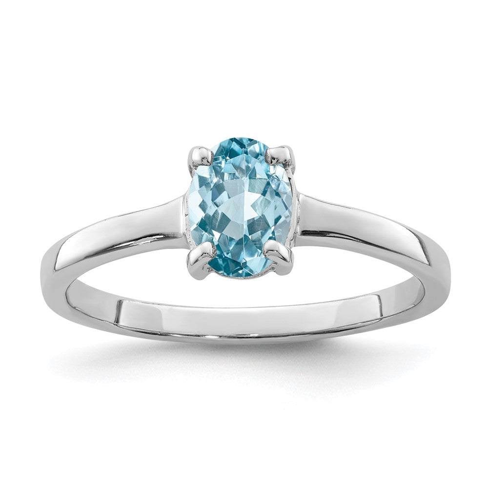 Sterlingsilber Rhodium Licht Schweizer Blautopas Ring