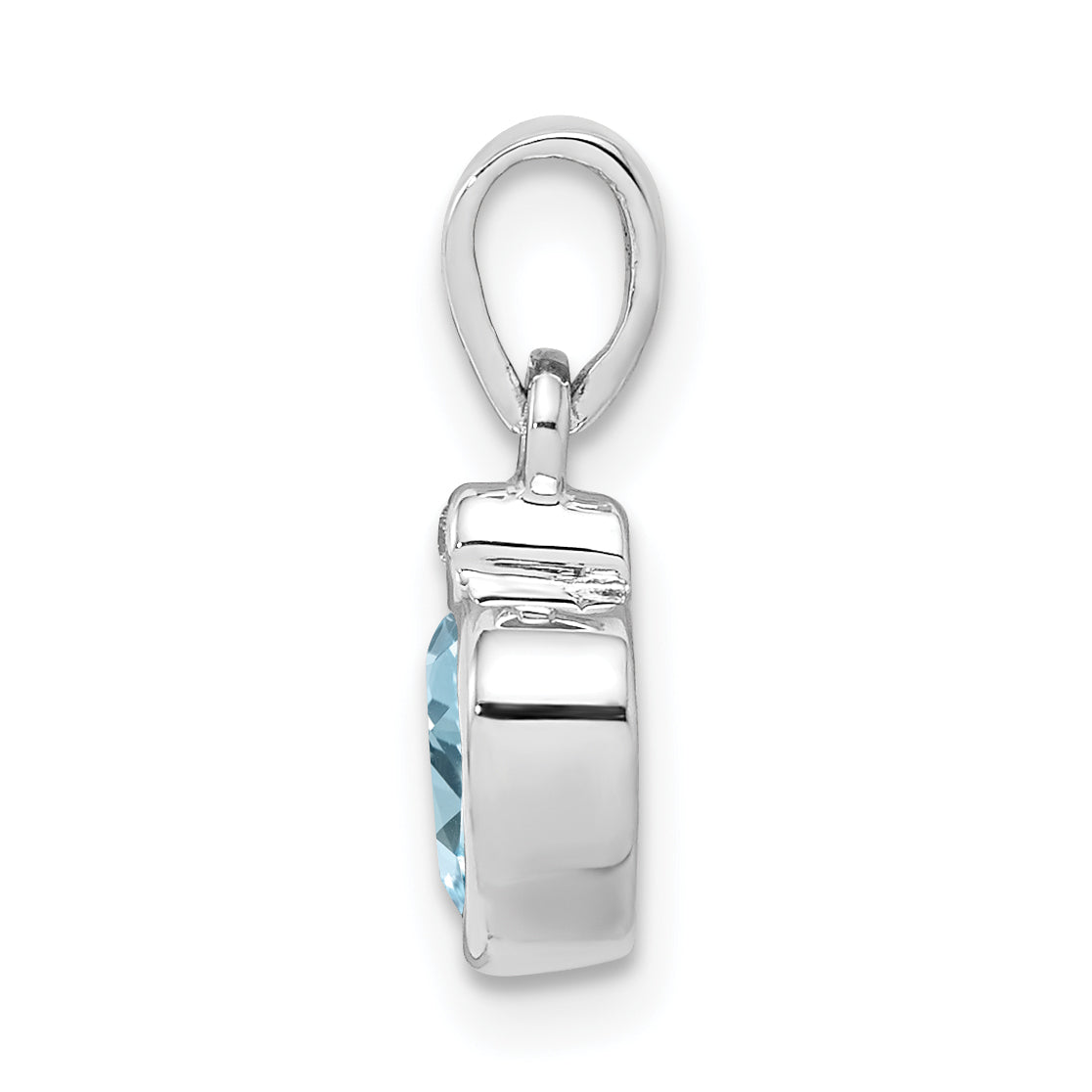 Sterlingsilber Rhodium Licht Schweizer Blautopas Diamant Anhänger