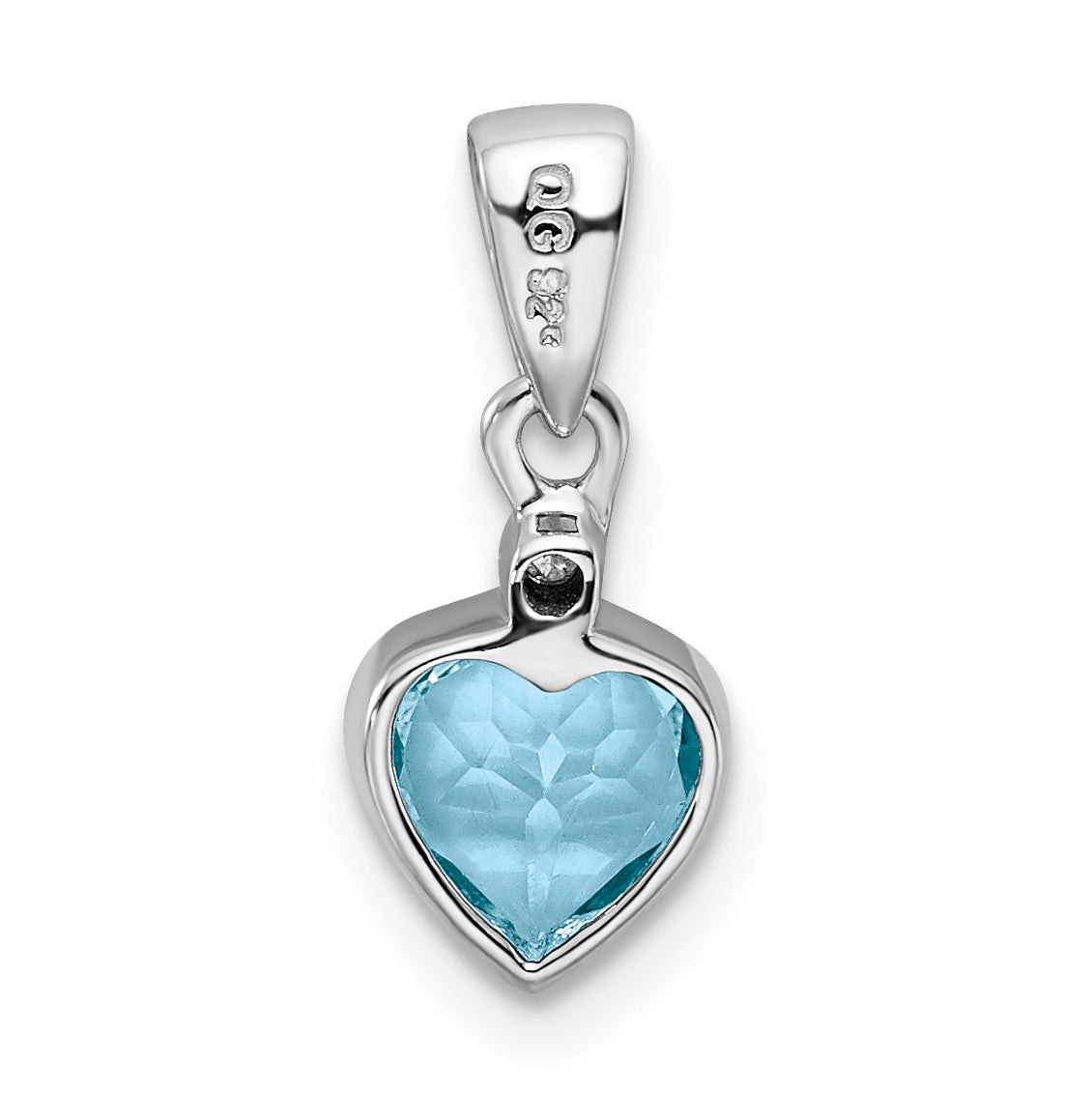 Sterlingsilber Rhodium Licht Schweizer Blautopas Diamant Anhänger