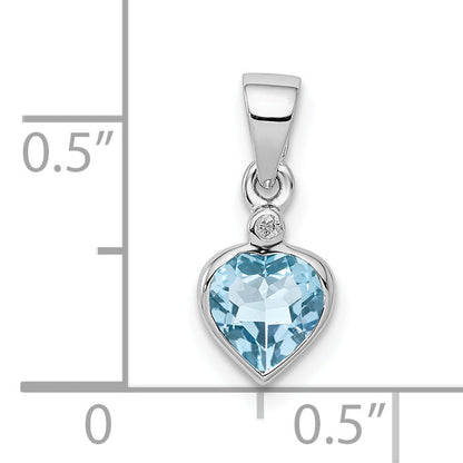 Sterlingsilber Rhodium Licht Schweizer Blautopas Diamant Anhänger