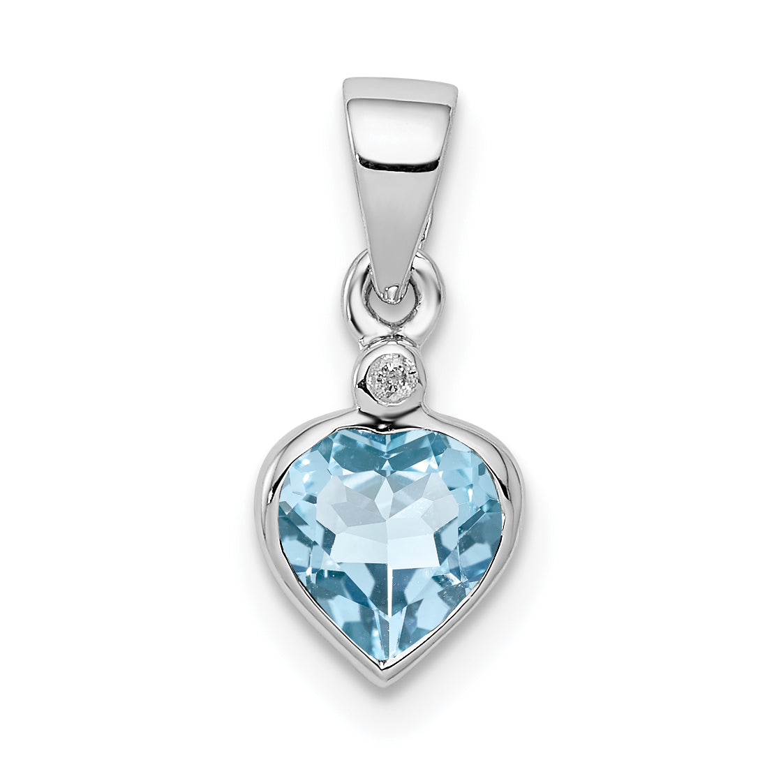 Sterlingsilber Rhodium Licht Schweizer Blautopas Diamant Anhänger
